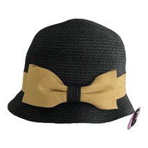 Angela &amp; William Black Cloche Hat with Tan Bow – Style #CL1461 – NWT - $381.47 MXN