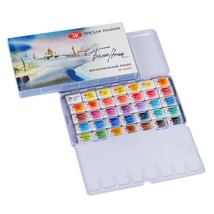 Watercolors Set 35 pans &quot;White Nights&quot; in Metall Box by Nevskaya Palitra Russia - £87.84 GBP