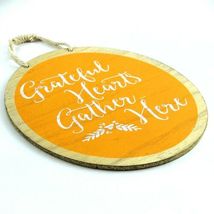 Wall Decor Grateful Hearts Gather Here Orange Oval Wooden Sign Home Decoration image 3