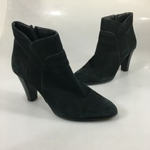 Adrienne Vittadini 7.5 Tanae Black Suede 3&quot; Heels Ankle Booties Boots Inside Zip - $29.89