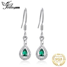 JewelryPalace Pear Simulated Nano Emerald 925 Silver Drop Earrings for Women Fas - £15.87 GBP