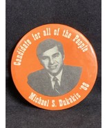 Michael Dukakis For President 1988 Vintage Political Pin-Back Button KG - $7.92