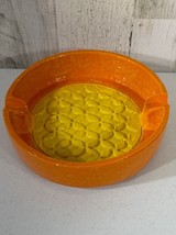 Vintage 8&quot; Aldo Londi For Bitossi Raymor Italian Orange Yellow Pottery Ashtray - £54.34 GBP