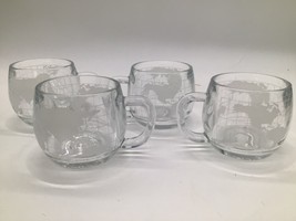 1970s Nescafé Round Globe Mugs – Set of 4 • Etched World Map • Nestlé Pr... - $426.25 MXN