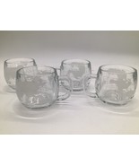 1970s Nescafé Round Globe Mugs – Set of 4 • Etched World Map • Nestlé Pr... - $22.77