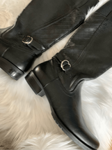 Black riding boots size 6 with stretchy back part new  faux leather - $44.55