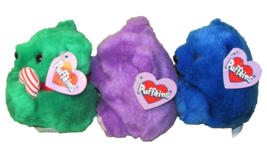 Puffkins Swibco Lot Rainbow Bear Plush Skylar Blue Jingles Green Violet Purple - £12.48 GBP
