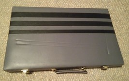 Vintage Backgammon Case Board Set Briefcase Grey &amp; Black - £21.25 GBP