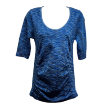 Athleta Womens Pullover Top Shirt Blue Space Dye 3/4 Sleeve Scoop Neck Stretch M - £18.70 GBP