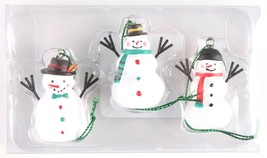 Wondershop Trend Trim 3ct Mini Wooden Snowman Ornaments NEW - $2.99
