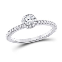 14kt White Gold Round Diamond Halo Bridal Wedding Engagement Ring 1/2 Ctw - £982.22 GBP