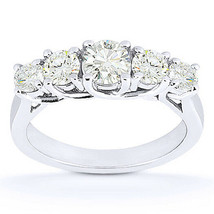 Round Cut Forever Brilliant Moissanite 14k White Gold Trellis Wedding Ring Band - £715.51 GBP+