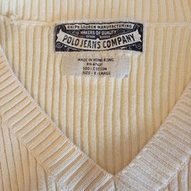 Ralph Lauren Polo Jeans Company Yellow Ribbed V-neck Sweater Mens Size XL - £19.35 GBP