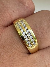 0.40 KT Rotondo Diamanti Finti Lucidate Fede Nuziale 14K Placcato Oro Giallo - £196.74 GBP