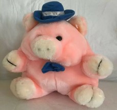 Goffa International Pink Pig Plush Lovey 10” Stuffed Animal Toy Blue Hat... - $15.99