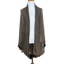 Saga Cardigan Topper Womens 3 100% Silk Taupe Cocoon Sheer Open Front Dolman - £39.33 GBP