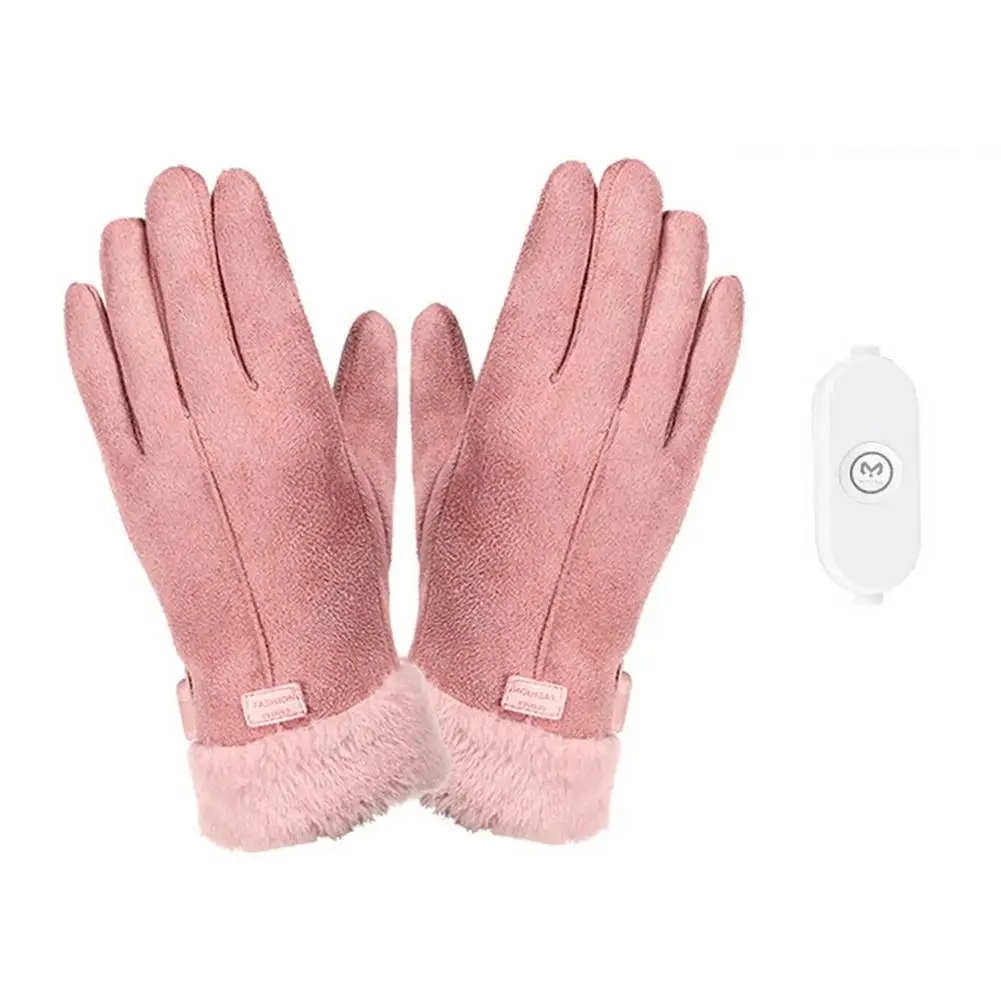 USB Charging Heating Gloves 3D Ergonomics Ladies Warming Gloves Pink Exquisite L - £107.21 GBP