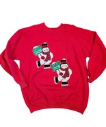 Vintage 90s Womens XL Christmas Snowman Handpainted Crewneck Sweatshirt - £29.68 GBP