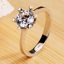 Luxury Classic 18K White Gold Color Ring Solitaire 2 Carat Zirconia Ring... - $17.99