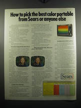 1972 Sears Televisions Ad - How to pick the best color portable from Sears - £14.53 GBP