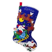 Bucilla Felt Stocking Applique Kit 18&quot; Long Santa&#39;s Sleigh Ride - £28.68 GBP