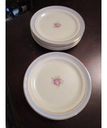 Vintage &quot;Taylor Smith &amp; Taylor&quot; USA  4 bread plates rimmed gold and blue... - $89.35 CAD