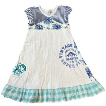 Naartjie Kids Girls Vintage White &amp; Blue Vintage Sufer Dress 9 - £15.06 GBP