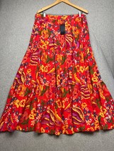 Rachel Roy Floral Tiered Maxi Skirt Womens Size L Vibrant Cottage Prairie Boho - £35.39 GBP