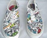 Vans CRAYOLA Low Top Sneakers Kids Size 2 White Graphic Crayon Print Shoes  - $24.99