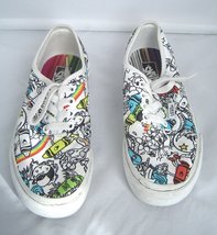 Vans CRAYOLA Low Top Sneakers Kids Size 2 White Graphic Crayon Print Shoes  - £19.60 GBP