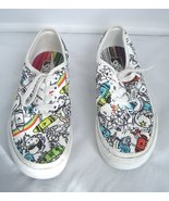 Vans CRAYOLA Low Top Sneakers Kids Size 2 White Graphic Crayon Print Shoes  - £19.86 GBP