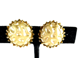 Vintage CORO Gold Color and Faux Pearl CLIP ON Earrings,signed - £12.77 GBP