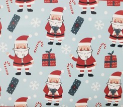 Peva Vinyl Flannel Back Tablecloth,52x108&quot;,Oblong,XMAS Santa&amp;Gifts On Blue,Broder - £14.23 GBP
