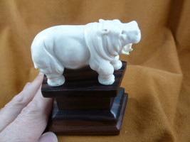 hippo-9) little Hippo of shed ANTLER figurine Bali detailed carving love hippos - £46.59 GBP