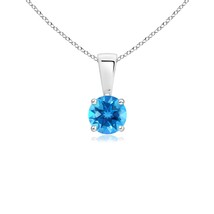ANGARA 4mm Natural Swiss Blue Topaz Solitaire Pendant Necklace in Silver - £93.50 GBP+