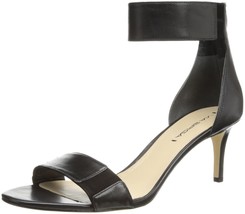 Via Spiga Women&#39;s Sandal Leather V-Lavinia Stiletto Black Heels Size 6.5 US - £53.91 GBP