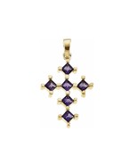14K Yellow Gold Amethyst Cross Pendant - $742.36 CAD