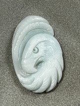 Nicely Carved Aqua Blue Aqua Blue Eagle Head w Swirl Leaf Stone Pendant or Other - £26.38 GBP