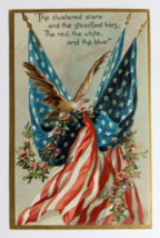 Patriotic American Flag Bald Eagle Postcard c1908 Embossed Raphael Tuck ... - £15.87 GBP