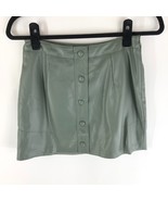 Lulus Most Fab Olive Green Vegan Leather Button-Front Mini Skirt M - £18.92 GBP