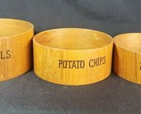Retro Woodcrest Wood Snack Bowl Set Pretzels Chips Peanuts Styson Japan ... - $23.71