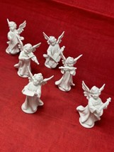 6 Kunstporzellan Germany Porcelain Angels Figurines Music Instruments VTG 3.5&quot; - £62.34 GBP