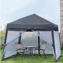 Folding Pop-Up Canopy With Mosquito Net Grey Easy to Assemble With Carrying Bag - £136.51 GBP