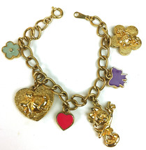 Disney Signed Minnie Mouse Best Friends Gold Tone Metal Charm Bracelet - £12.17 GBP