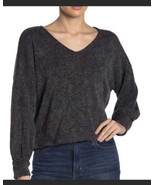 Abound Women’s Balloon Sleeve V-Neck Sweater Size XS Charcoal Gray Pullover - $15.83