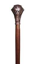 Aluminium Polished Knob Joker Handle Brown Wooden Walking Stick Handmade Design - £31.46 GBP