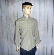 L.L. Bean Men&#39;s 15.5/35 Shirt Pale Green Plaid L/S All Cotton Button Dow... - $27.77