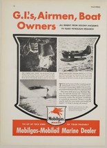 1945 Print Ad Mobilgas Marine US Navy Catapult Planes WW2 Mobil Oil - £18.87 GBP