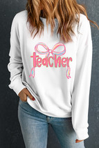 White Teacher Bow PNG Graphic Pullover Sweatshirt - $20.25