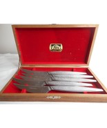 MCM Fashion Manor Stainless Steel Cutlery Steak Knife Set wood Box Japan - $30.99